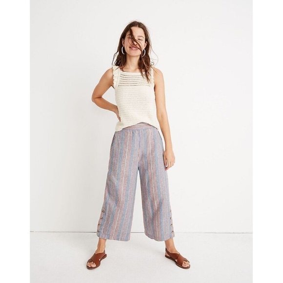 Madewell Pants - Madewell Tall Side-Button Huston Pull-On Crop Pants in Rainbow Stripe small